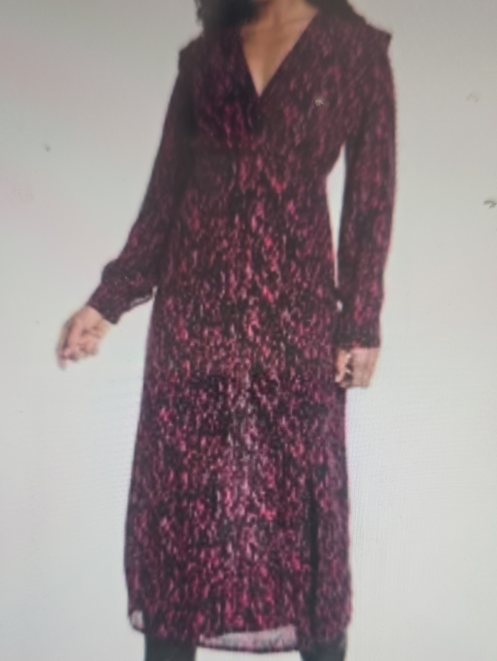 ANNA KAY Burgundy Floral Long Sleeve Midi Dress L